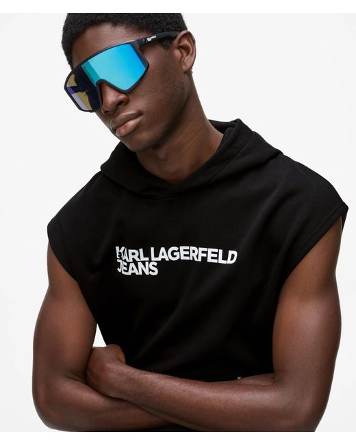 KL Jeans Black Sleeveless Logo Hoodie for men