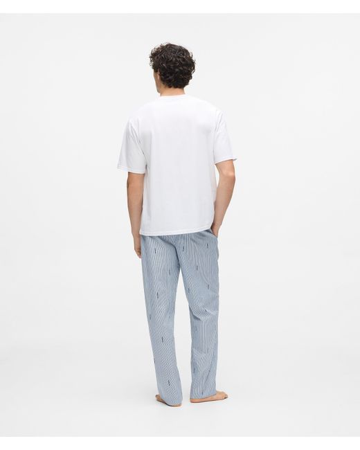 Karl Lagerfeld White Striped Pajama Set for men