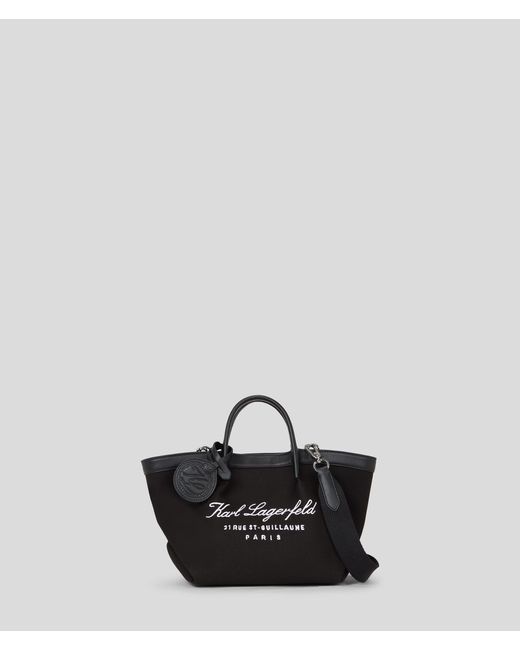 Karl Lagerfeld Black Hotel Karl Small Canvas Tote Bag