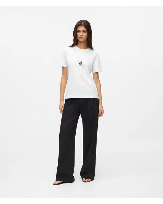 Karl Lagerfeld White Ikon Circle Logo T-Shirt