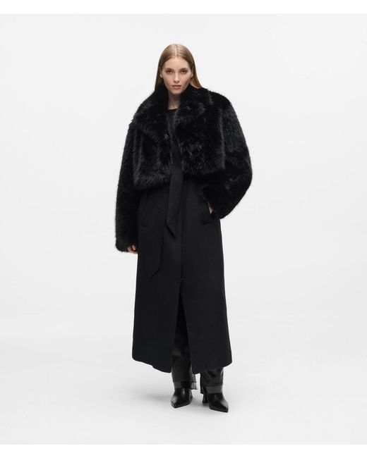 Karl Lagerfeld Black Transformable Long Faux-Fur Coat