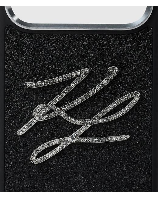 Karl Lagerfeld Black Autograph Rhinestone Iphone 17 Pro Max Case