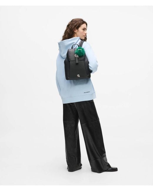 Karl Lagerfeld Black Ikon Pebble Charm Backpack