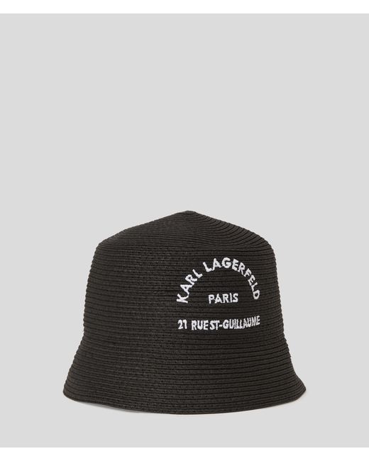 Karl Lagerfeld Black Rue St-guillaume Straw Bucket Hat