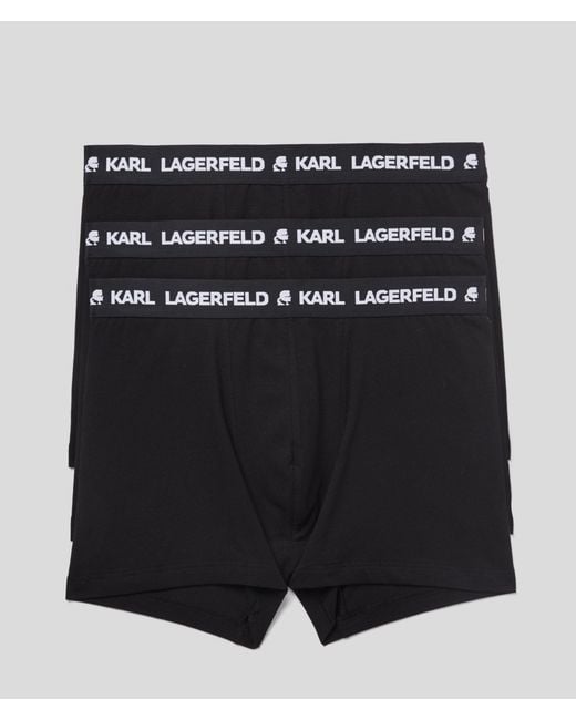 Karl Lagerfeld Black Logo-Waistband Boxers (Pack Of Three) for men