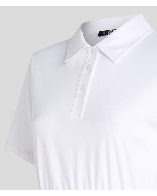 Karl Lagerfeld White Karl Logo Jersey Polo Dress