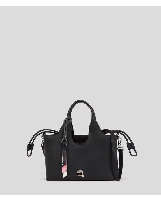 Karl Lagerfeld Black Ikon Small Grainy Tote Bag