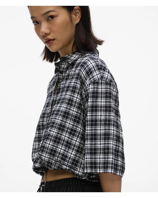 KL Jeans Black Boxy Checked Blouse, Multicoloured