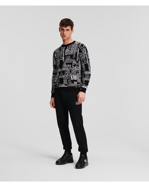 Karl Lagerfeld Black Logo Print Knit Sweater for men