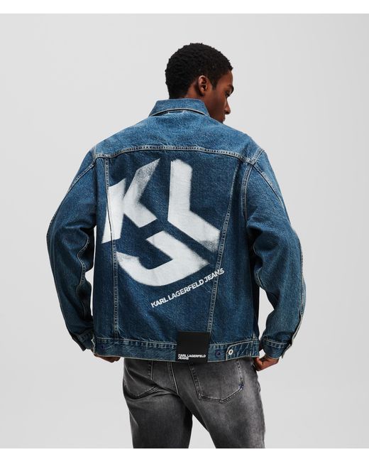 Karl Lagerfeld Blue Relaxed-fit Klj Monogram Denim Jacket for men