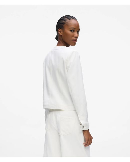Karl Lagerfeld White Collarless Bow Detail Jacket