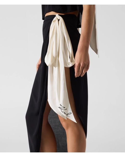 Karl Lagerfeld White Signature Bow Pareo