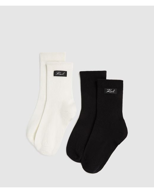 Chaussettes Avec Logo Signature – Lot De 2 Paires, Femme, Taille Karl Lagerfeld en coloris Black