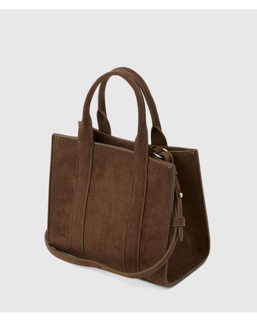 Karl Lagerfeld Brown Rue St-Guillaume Mini Faux-Suede Tote Bag