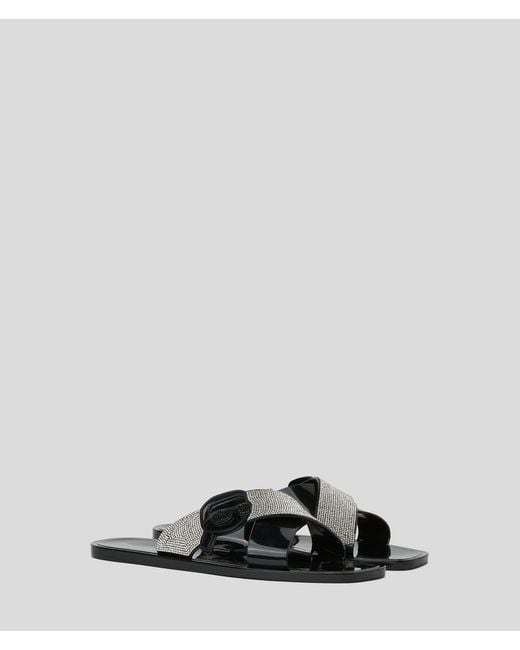 Karl Lagerfeld Black Ikon Nft Jelly Rhinestone Sandals