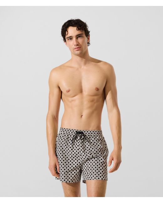 Karl Lagerfeld Green Checkerboard Boardshorts, Multicoloured for men