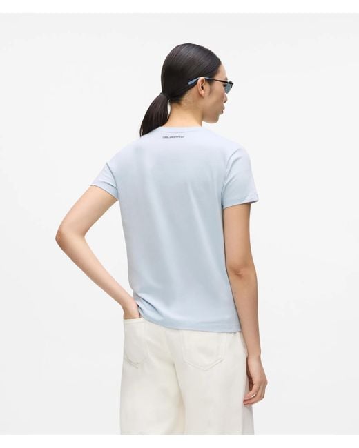 Karl Lagerfeld Blue Slim-Fit Rue St-Guillaume Glitter T-Shirt