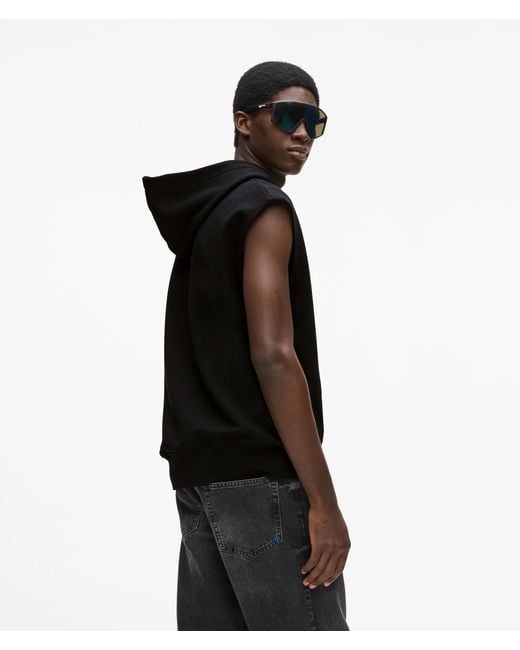 KL Jeans Black Sleeveless Logo Hoodie for men
