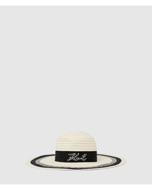 Karl Lagerfeld White K/Signature Stripe Logo Sun Hat