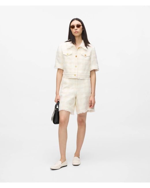 Karl Lagerfeld Natural Bouclé Bermuda Shorts