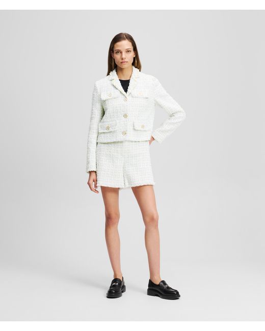 Karl Lagerfeld White Karl Essential Bouclé-Shorts, Frau, Größe