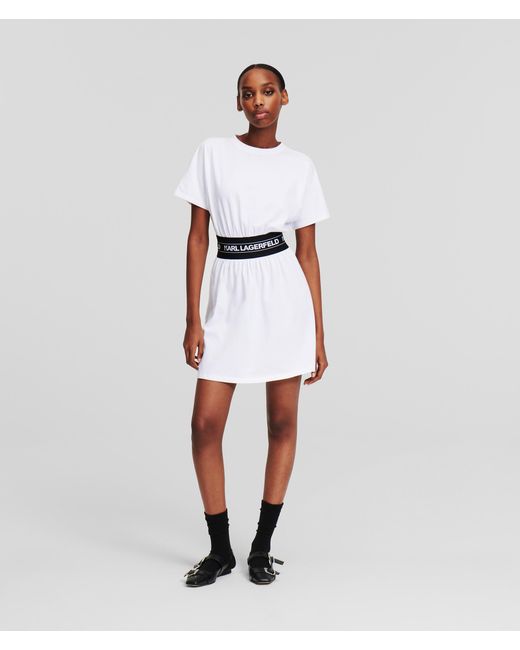 Karl Lagerfeld White Karl Logo Tape T-shirt Dress