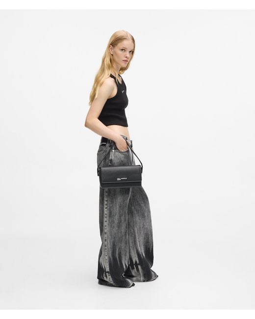 KL Jeans Black Metal Logo Top Handle Bag