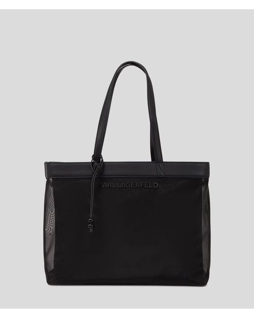 Karl Lagerfeld Black Logo Mesh Beach Tote Bag