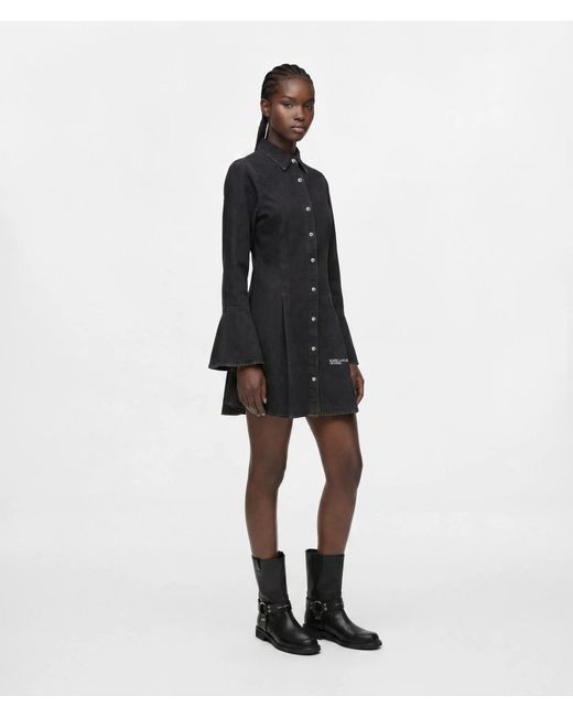 KL Jeans White Flared-Sleeve Denim Dress