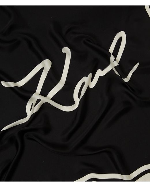 Karl Lagerfeld Black K/signature Silk Scarf