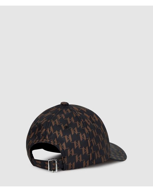 Karl Lagerfeld Black K/Monogram All-Over Print Cap, Multicoloured for men