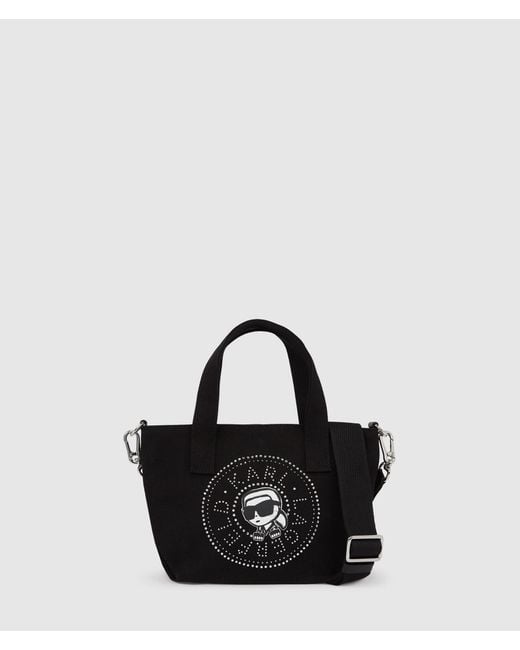 Karl Lagerfeld Black Ikon Circle Rhinestones Shopper