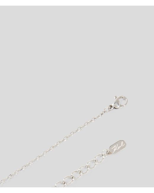 Karl Lagerfeld White Pavé Heart Charm Necklace