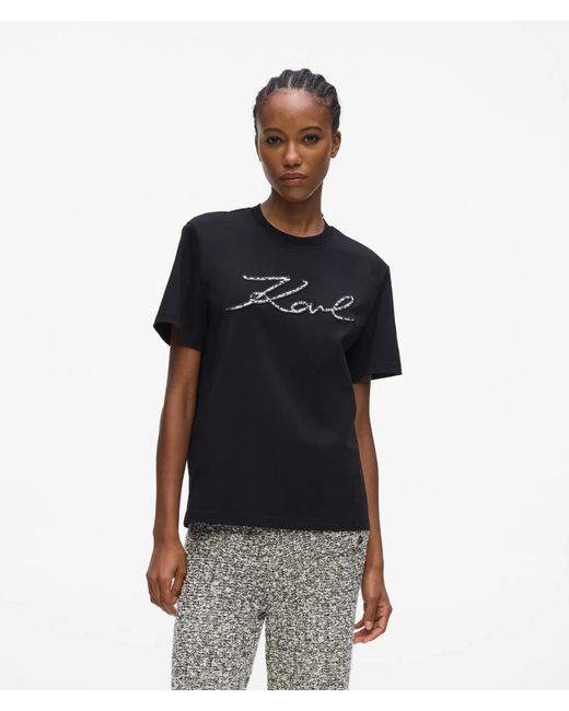 Karl Lagerfeld Black Signature Bouclé T-Shirt