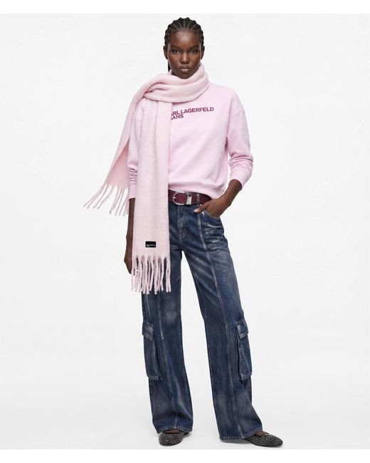 KL Jeans Pink Fluffy Fringed Scarf