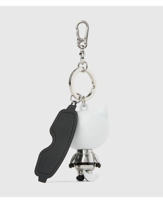 Karl Lagerfeld White Ikon Choupette Ski Keychain, Multicoloured