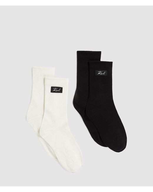 Chaussettes Avec Logo Signature – Lot De 2 Paires, Femme, Taille Karl Lagerfeld en coloris Black