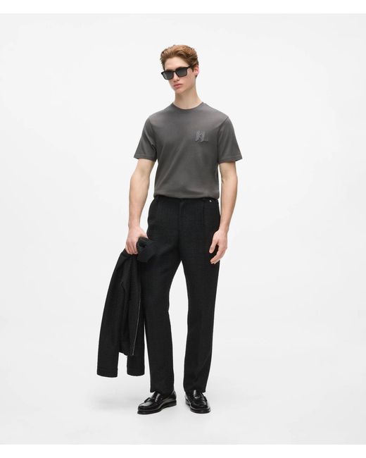 Karl Lagerfeld Gray Monogram Wool-Blend T-Shirt for men