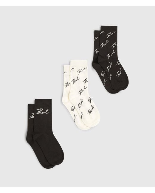 Karl Lagerfeld White Signature Print Socks
