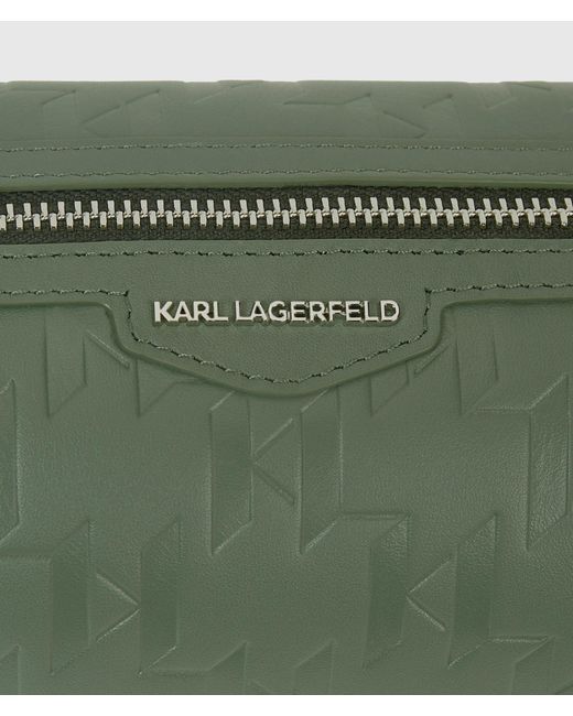 Karl Lagerfeld Green K/Loom Leather Mini Barrel Bag for men