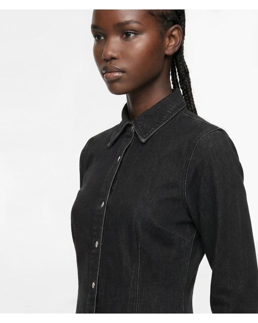 KL Jeans White Flared-Sleeve Denim Dress