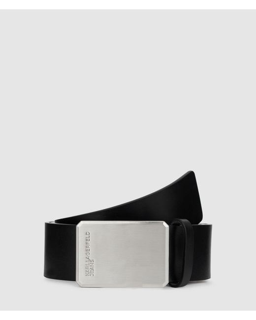 KL Jeans Black Logo Leather Belt for men