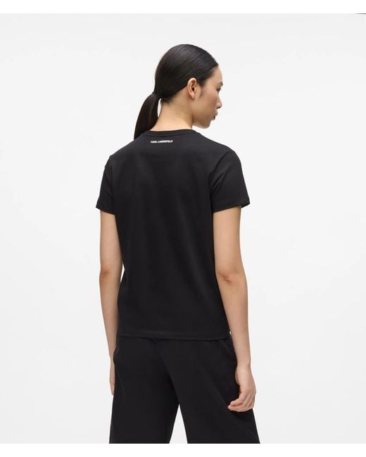 Karl Lagerfeld Black Slim-Fit Rue St-Guillaume Glitter T-Shirt