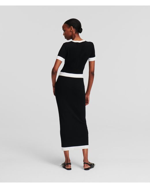 Karl Lagerfeld White Short-sleeved Knit Dress