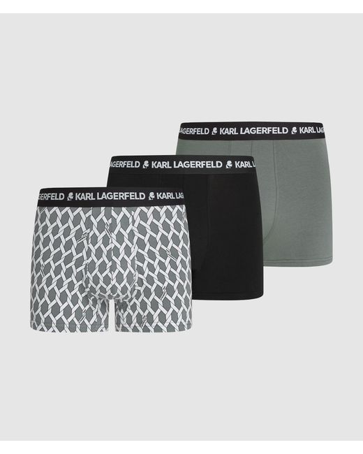 Karl Lagerfeld Black Knot-Print Trunks – 3-Pack for men