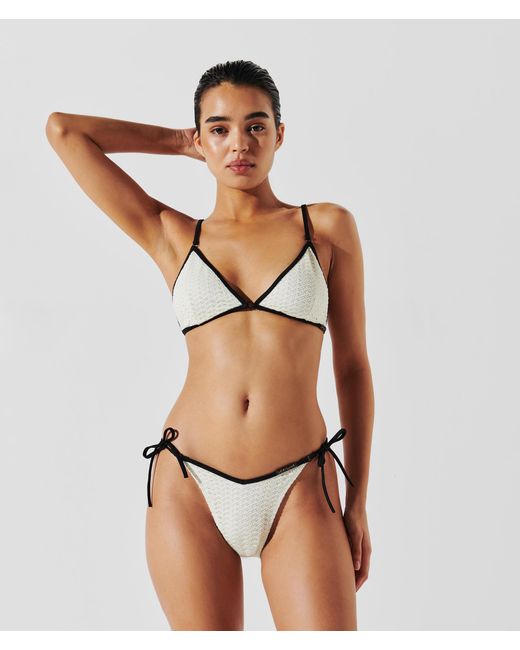 Karl Lagerfeld Brown Hotel Karl Crochet Triangle Bikini Top