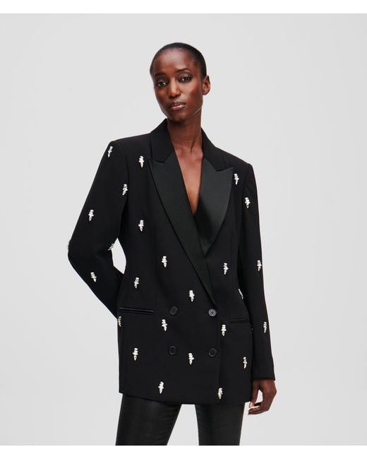 Karl Lagerfeld Black Embellished Tailored Blazer