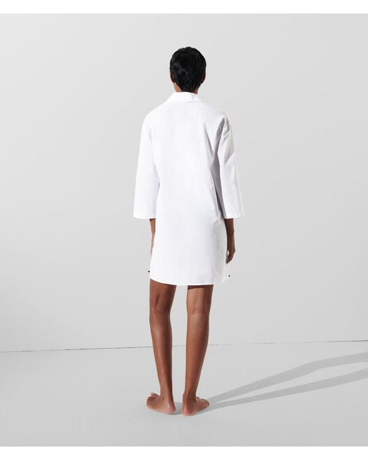 Karl Lagerfeld White Dna Signature Semi-sheer Beach Dress