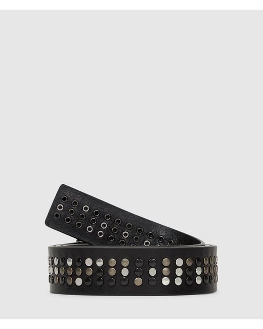 KL Jeans Black Studded Leather Belt for men