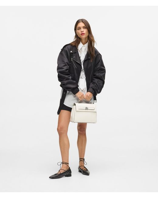 Karl Lagerfeld Natural K/Autograph Medium Top Handle Bag